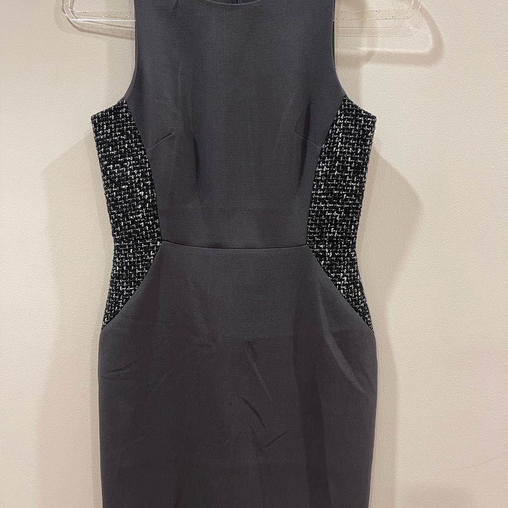 Banana Republic Grey Midi Dress with Tweed Sides petite size 0